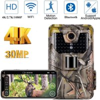 4K 30MP WLAN Live-Stream Wildkamera mit 5000mAh Lithium-Akku Nachtsicht Jagd-Überwachungskamera APP-Steuerung