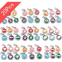 Wholesale 20Pcs Personalized Pet ID Tag Keychain Engraved Pet ID Name for Cat Puppy Dog Collar Tag Pendant Bone Pet Accessories
