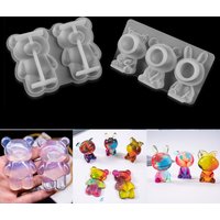 3D Cartoons Animal Doll Silicone Mold Bear Rabbit Decoration Epoxy Resin Casting Mould For DIY Crafts Key Chain Pendants Jewelry