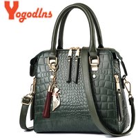 Yogodlns Luxus Krokodil Muster Handtasche Frauen Winter Neue PU Leder Quaste Schulter Tasche Marken Design Griff Tasche Dame Geldbörse