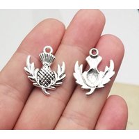 Antique Silver Plated Thistle Charms Emblem Of Scotland Pendants For DIY Earring Necklace Supplies Jewelry Making Accessories