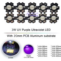 3W UV Purple LED Ultraviolet Bulbs Lamp Chips 365nm 375nm 380nm 385nm 395nm 405nm 410nm 420nm with 20mm PCB Aluminum substrate