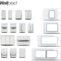 1 2 3 Gang Way Stair Cross Pass White Glass Switch DIY AU US 118*75mm 153*75mm 191*75mm Fan Dimmer Retro Switch with LED Wallpad