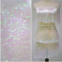 1 Yard Fringe Ornaments Skirt Tassel ace Fabric Illusion Laser Gradient Latin Dance Row Beard Lace 20CM Wide