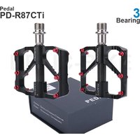 Promend Road Ultralight Anti-Slip Aluminum Alloy Pedal PD-R87 PD-R87CTi 3 Bearing Black / Ti / Red
