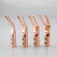4PCS Audiocrast Pure Copper Y Spade Connector Plug, Rhodium Plated Fork Connectors Plug, Loudspeaker Cable Connector Plug, Speak