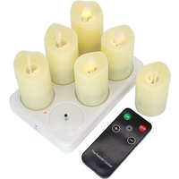 6/12pcs Rechargeable Remote Controlled Waving Flame LED Light Dancing Wick Candle Lamp Xmas Wedding Home Decoration-Warm White