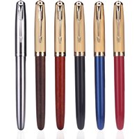 Jinhao 85 Fountain Pen Wood / Copper Material Gold Arrow Clip Extra Fine Nib Office Signature School Writing A6214