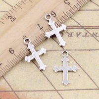 30pcs Charms double sided cross 19x12mm Tibetan Silver Color Pendants Antique Jewelry Making DIY Handmade Craft
