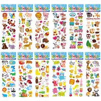12 Sheets/Pack Kids Stickers 3D Puffy Bulk Cartoon Zoo Animal / Fruits Various Scrapbooking Stickers for Girl Boy Birthday Gift