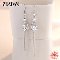 ZDADAN 925 Sterling Silver Double Heart CZ Earrings For Women Charm Jewelry Gift
