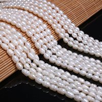 Süßwasserperle, weiße, reisförmige, lose Perlen, 36 cm, für DIY-Armband, Ohrringe, Halskette, Nähen, Basteln, Schmuckzubehör