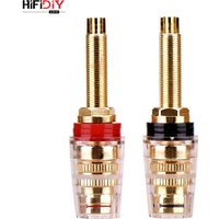 HIFIDIY LIVE 2pcs speaker DIY terminal connector binding post HIFI amplifier Pure cupper Gold-plated Banana socket junction Box
