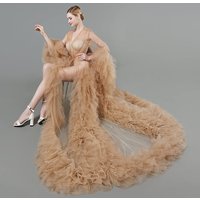 Summer New Fluffy Tulle Maternity Robes Customized Women Long Dresses Photo Shoot Beach Birthday Party Bathrobe Sleepwear