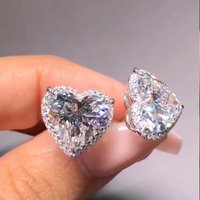 CAOSHI Romantic Wedding Earrings for Women Heart Jewelry Aesthetic Female Cute Accessories for Wedding Dazzling Zirconia