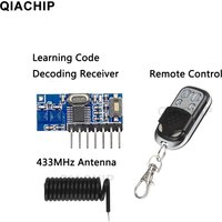 QIACHIP 433 Mhz RF Relay Receiver Module Wireless 4 CH Output With Learning Button and 433Mhz RF Remote Controls Transmitter DIY