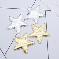50Pcs 40mm Gold and Silver Cloth Star Applique Padded Patches for DIY Craft Clothes Hairpin Wedding Decor Accessories