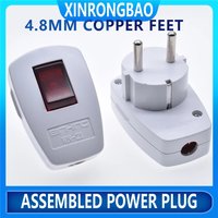 EU Male Electrical Schuko Socket With ON/OFF Swtich Replacement Rewireable AU UK European Adapter AC Outlet Wire Plug Converter