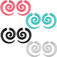 1Pair Acrylic Spiral Ear Plug Stretching Tapers Body Jewelry Wholesale Acrylic Ear Tapers Fake Ear Expander Tunnel Set Kit