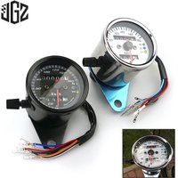 12V Motorcycle Mechanical Double Odometer Tachometer LED Indicator Speedometer Universal For Honda Kawasaki KTM Yamaha Suzuki