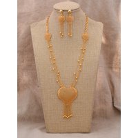 24K Dubai Gold Color Heart Jewelry Sets for women Necklace earrings Ring bridal African wedding ornament wife gifts Jewelry set