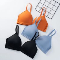 Thin Triangle Cup Bra Non-removable Shoulder Straps Women Underwear Deep-V Adjusted Brassiere Without Steel Ring Sleep Bralette