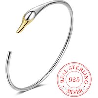 925 Sterling Silver Swan Cuff Bangles Fashionable Simple Adjustable Open Bangles for Women Elegant Festival Jewelry