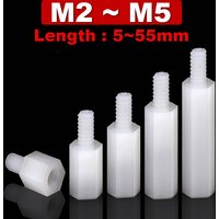 M2 M2.5 M3 M4 M5 White Nylon Hex Male Female Standoff Threaded Pillar Mount PCB Motherboard Insulated Plastic Spacer Screw Nut