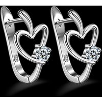 New Sterling Silver 925 Earrings Heart-Shaped Zircon Earrings Earrings Woman Wedding Gift Jewelry