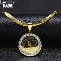 Crystal Stainless Steel Bible Fold Hand Praying Necklaces Men Chain With Pendant The Lord Prayer Cross Necklace Jewelry chaine