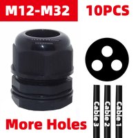 10PCS More Holes Waterproof Plastic Cable Gland M20*1.5 With Tow Holes M25*1.5 Nylon Gland M32*1.5 Black Grey Seal Joint M16 image 4