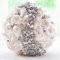 1pc/lot cream Bridal Wedding Bouquets Crystal Brooch Bride Bouquet Bridesmaid Diamond Bouquet Marriage Accessories