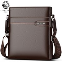 LAORENTOU Men Genuine Leather Crossbody Bag Business Messenger Bag Shoulder Bag Real Cow Leather Casual Purse Bag