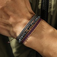 3Pcs/Set Men's Wrist Bracelets Natural Weathered Agate Beads Tibetan Buddhism Handmade Rope Bracelet Dropshiping