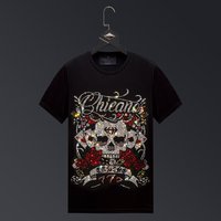 2025 New Skull Rhinestones T Shirts Men Brand Short Sleeve Fashion Man Streetwear O Neck Slim Modal Cotton Tshirts Plus Size 6XL