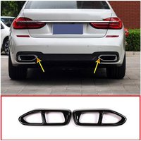 2pcs Glossy Black Steel Car Exhaust Pipe Cover Trim For BMW 7 Series G11 G12 730 740 750li 2016 2017 2018