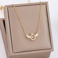 Sweet Beating Heart Series Angel Wings Pendant Necklaces For Women Korean Fashion Stainless Steel Female Clavicle Chain Jewelry