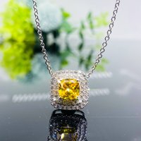 Huitan Female Luxury Fashion Pendant Necklace with Bright Yellow/White Cubic Zirconia Engagement Wedding Necklace Trendy Jewelry