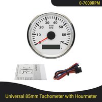 Universal 85mm Car Boat Waterproof Marine Tachometer Gauge with Hour Meter 3K 4K 6K 7K 8KRPM 9-32V and Red Backlight