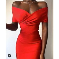 Moonccloset New Summer 5 Colors Sexy Fashion Women's Off Shoulder Bandage Dress Green Night Club Party Dress