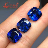 Lab Created Sapphire Cushion Shape Royal Blue Cornflower Blue Natural Cut Loose Gem Stone with Minor Cracks Inclusions AGL