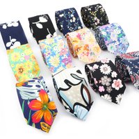 Brand New Floral Print Tie For Men Women Skinny Cotton Necktie For Wedding Casual Man's Neckties Classic Suits Flower Cravat