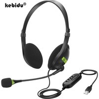 kebidu 3.5mm Wired Headphones Microphone Universal USB Headset With Microphone For PC /Laptop/Computer