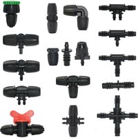 Garden 3/8" To 1/4" Hose Connector 8/11 To 4/7mm Barbed Lock Tee Elbow End Plugs Reducing Pipe Adapter Irrigator Fitting