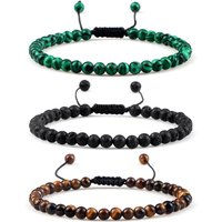 Adjustable Mini Natural Stone Lava Tiger Eye Beaded Bracelets & Bangle for Women Men Chakra Beads Braided Bracelet Charm Jewelry
