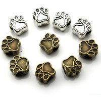 10Pcs/Lot Big Hole 4.5mm Dog Bear Paw Beads Charms Metal Spacers Beads Accessories for DIY Bracelet Necklace Jewelry Making