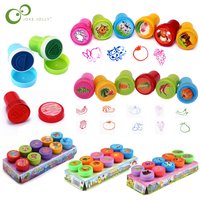 10pcs/Set Children Toy Stamps Cartoon Animals Fruits Kids Seal For Scrapbooking Stamper DIY Scrapbook Cartoon Stamper Toys
