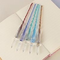 1 handmade glass light tube pen 3D glass dip pen crystal pen holder immersion calligraphy pen filled with ink pen