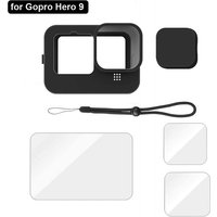 Kfftwwx Fall für Gopro Held 12 11 10 9 schwarze weiche Silikon hülle Schutzhülle Hülle aus gehärtetem Glas Film Displays chutz folie