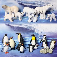 Realistic Polar Wildlife Animal Figurines Polar Bear Emperor Penguin, Preschool Educational Toy Mini Cake Table Decoration Gift